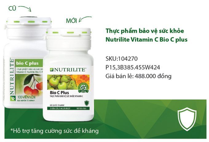 mẫu cũ và mới thực phẩm bảo vệ sức khỏe Vitamin C Amway Nutrilite Bio C Plus